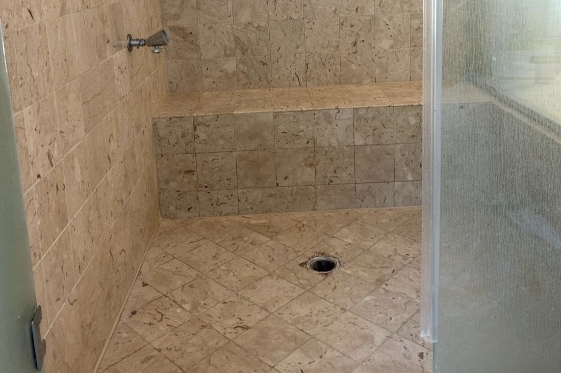 After image of marble shower restoration in Bel Air, showcasing a clean, polished, and sealed surface for a refreshed look.